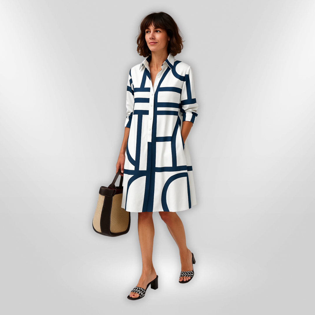 HELENA|MODERN GEOMETRIC MIDI DRESS