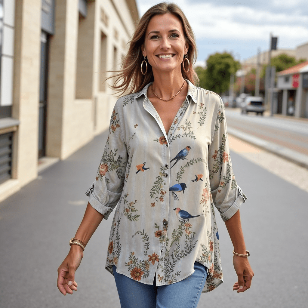 EVELYN|VINTAGE FLORAL PRINT BLOUSE