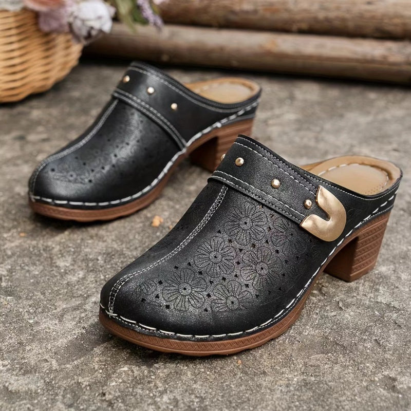 LUNA|SLIP-ON CHUNKY CLOSED TOE SANDALS